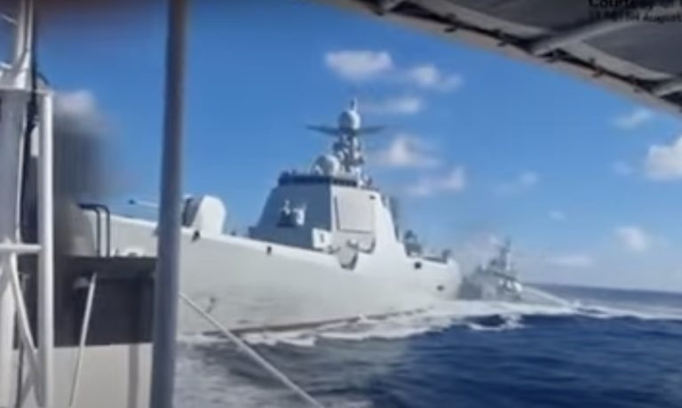 Chinese warship and coastguard vessel collide during chase of Philippine boat near Scarborough Shoal