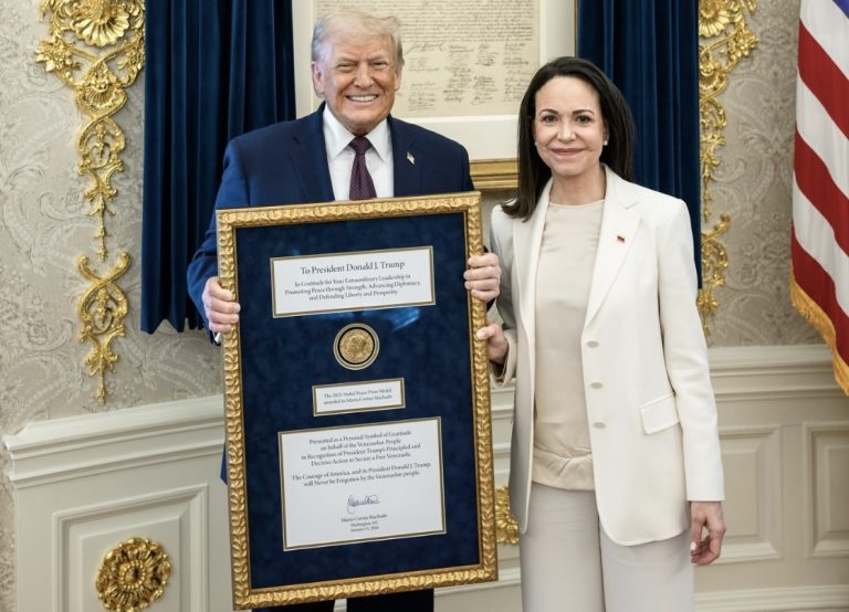 Trump calls Nobel medal handover from Venezuela’s Machado a “gesture of mutual respect”