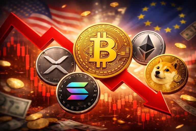 Bitcoin falls after Trump tariff announcement as investors shift towards gold